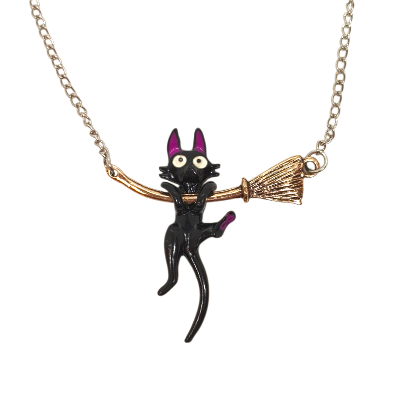 Collar Anime Jiji con escoba Kiki Servicio a Domicilio Studio Ghibli
