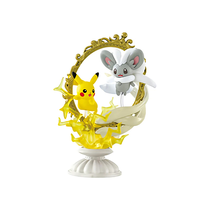 Figura Pokemon Cinccino y Pikachu Re-ment Decorative Frame Collection (Sin Caja)