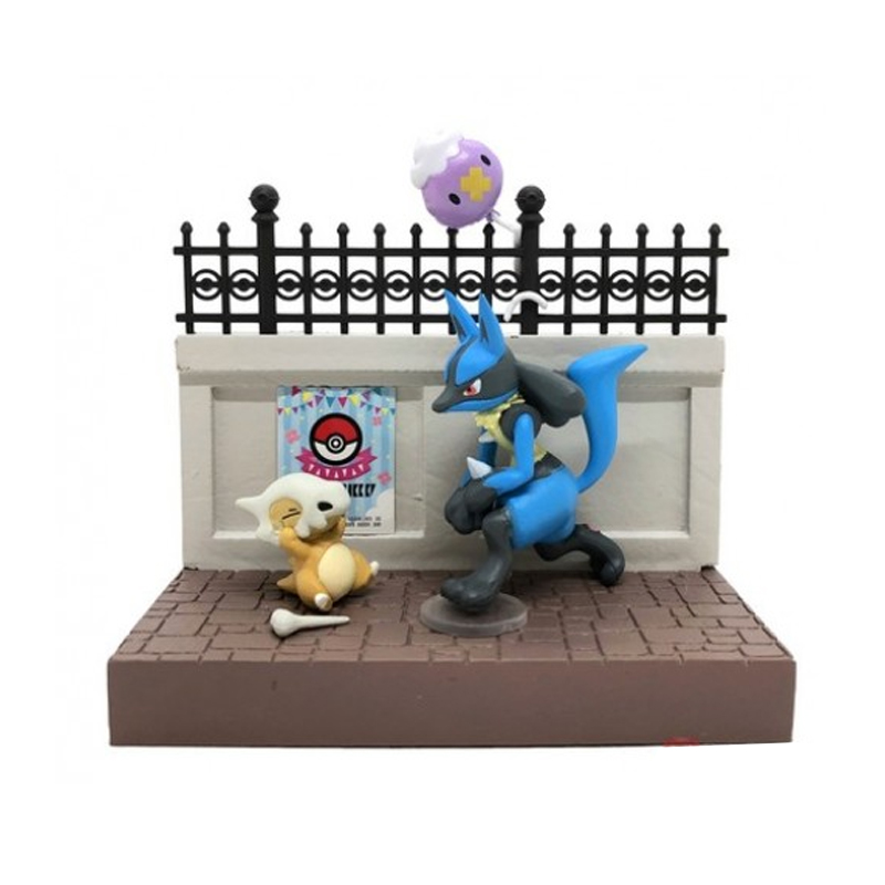 Figura Lucario y Cubone Re-ment Pokemon Town 2 Festival Street Corner (Sin Caja)