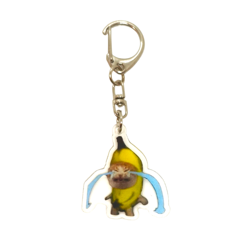 Llavero Acrílico Gatito Banana Llorón