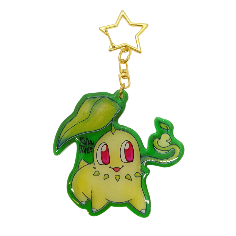 LLavero Acrílico Pokemon Chikorita Rainn Paper
