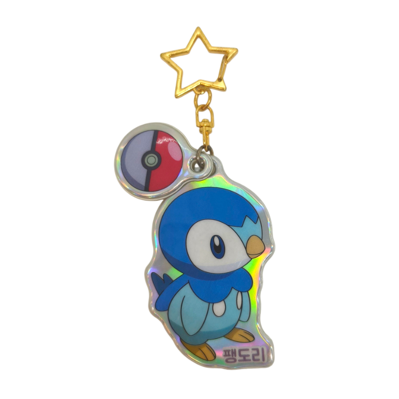  Llavero Plastico Pokemon Piplup Holografico