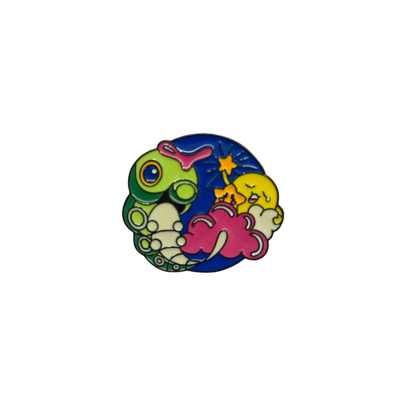 Pin Caterpie Kawaii Fondo Noche